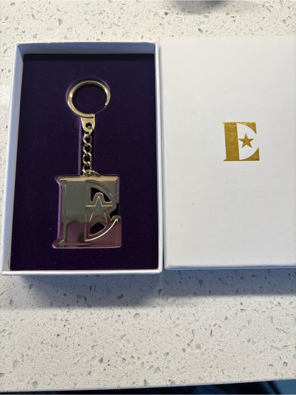 VIP Gift from Elton John Monogram E Star gold  Keychain with Gift Box